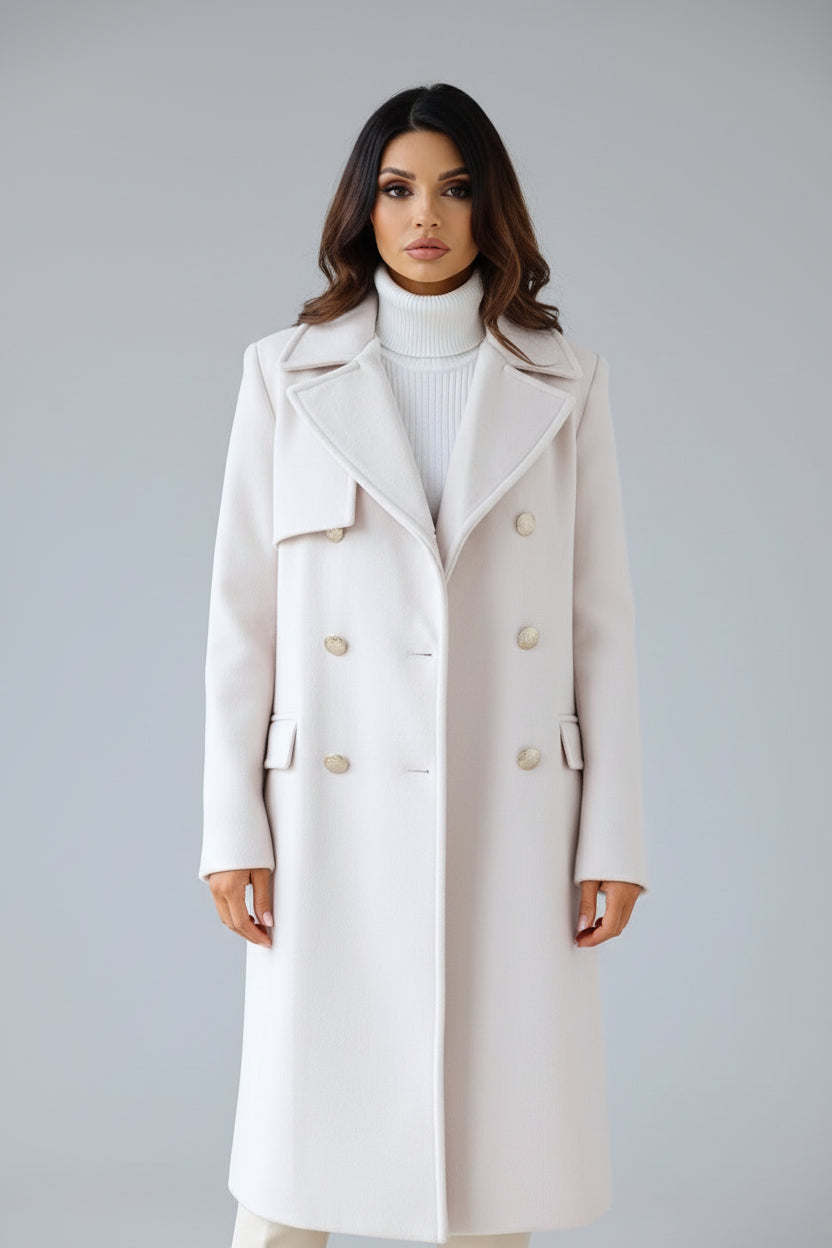 ANFINITE | Kvinders Vinter Uldfrakke – Elegant Dobbeltknap Trench Stil