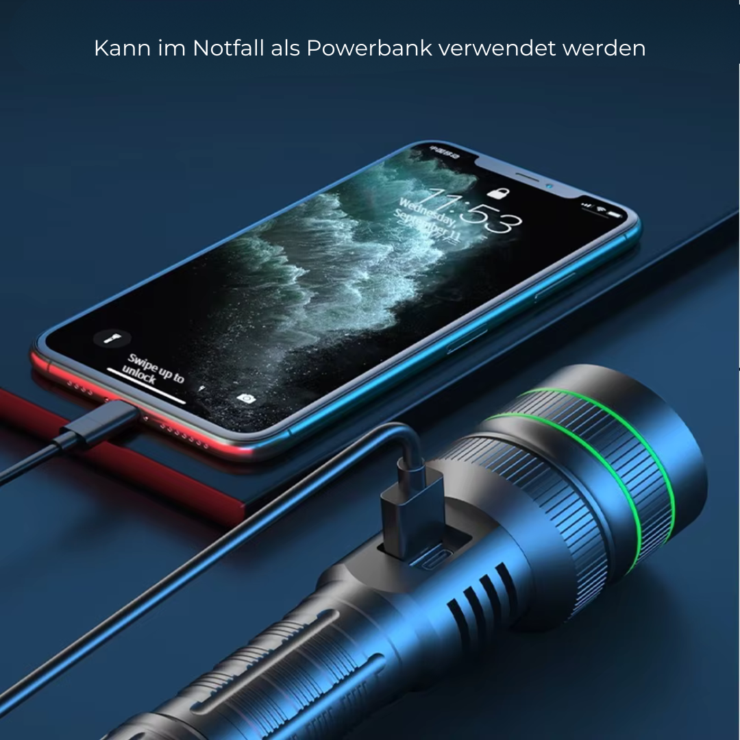 LED-Lommelygte – Ekstremt Lysstærk | Zoom Op Til 3 km | Justerbar Fokus