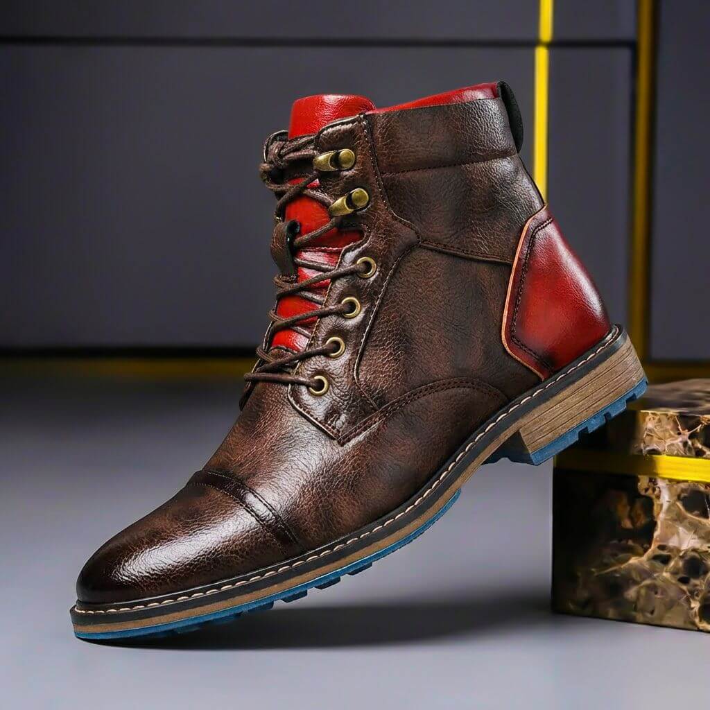 Botines para hombre de piel auténtica con cordones – elegantes y con puntera reforzada