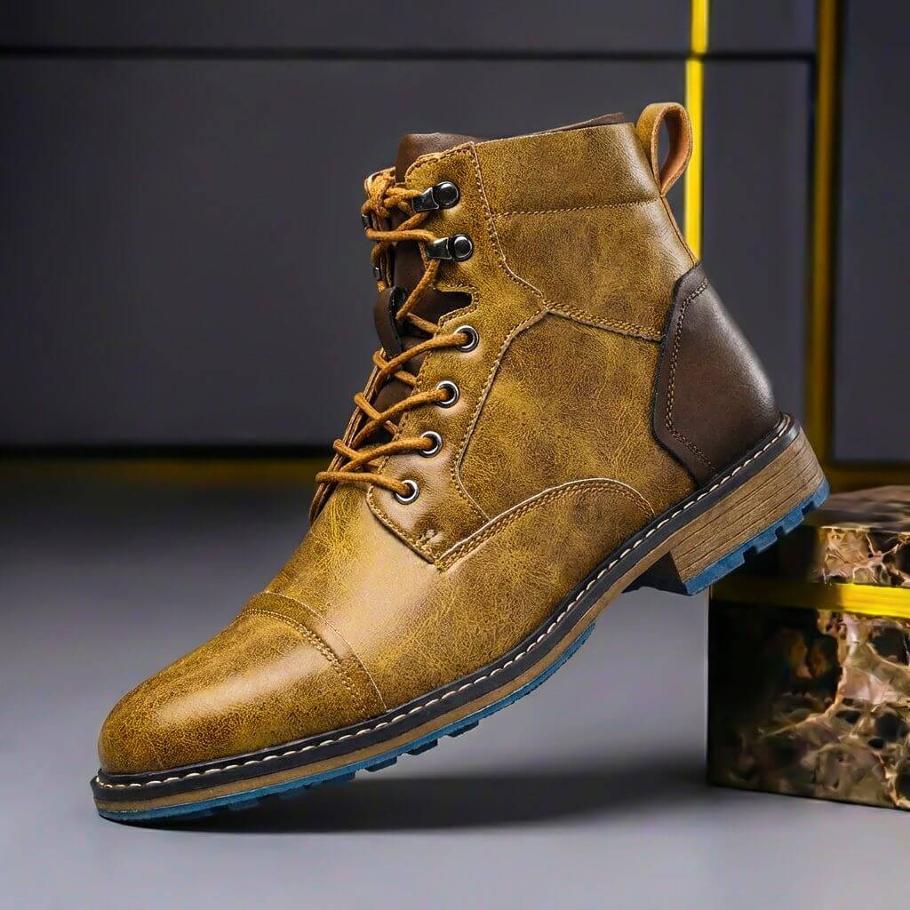 Botines para hombre de piel auténtica con cordones – elegantes y con puntera reforzada
