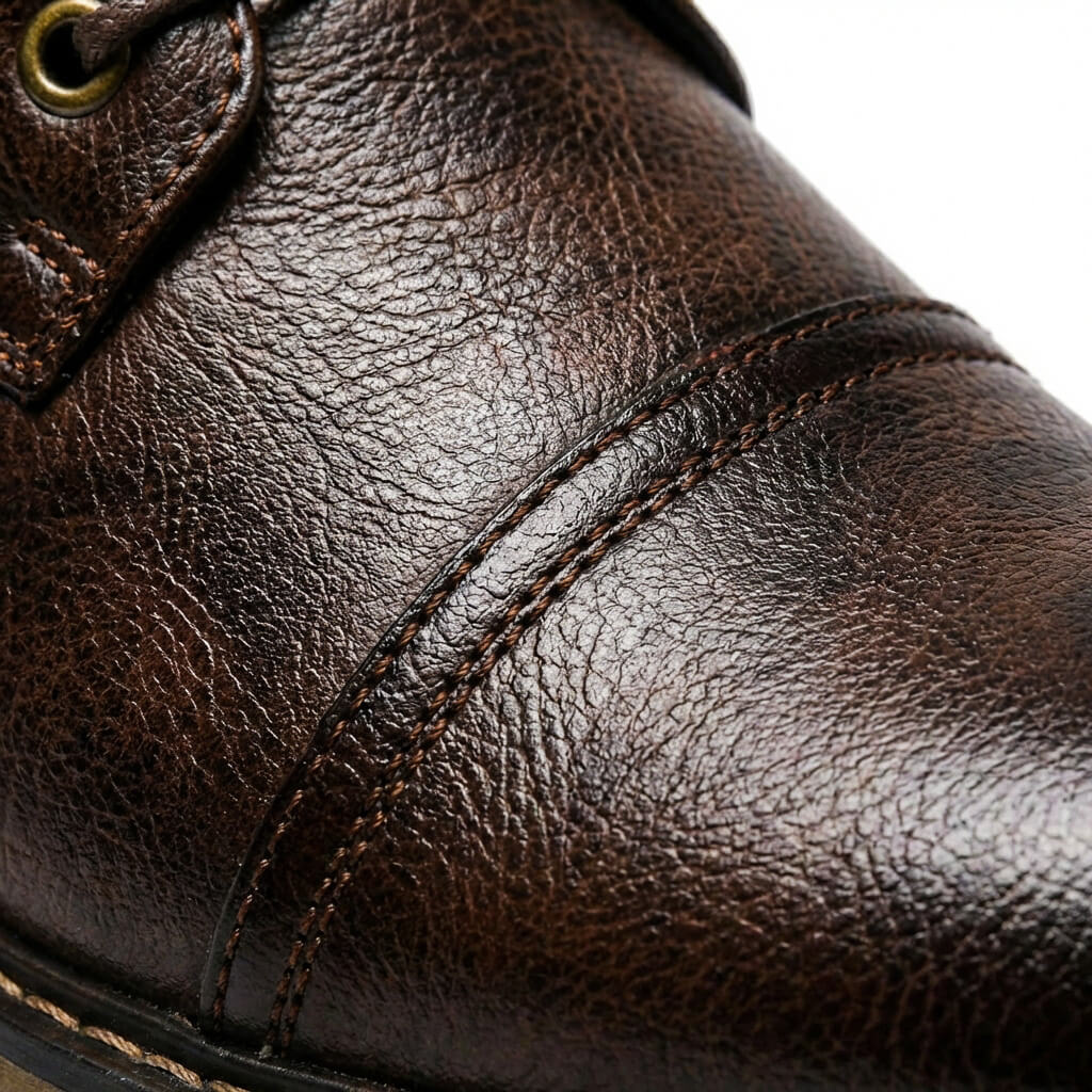Bottines pour homme en cuir véritable à lacets – Élégantes avec bout renforcé