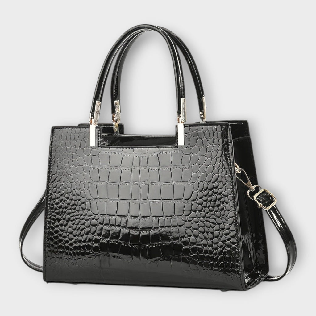 Borsa Agnes con Motivo Coccodrillo e Silhouette Strutturata