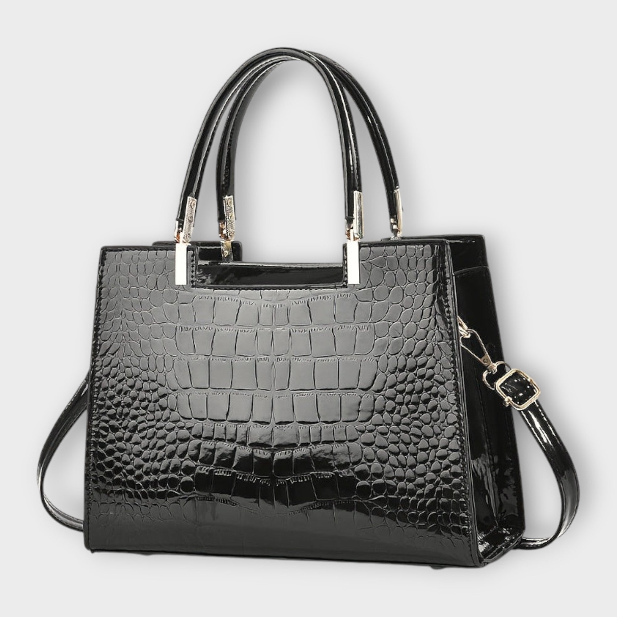 Borsa Agnes con Motivo Coccodrillo e Silhouette Strutturata