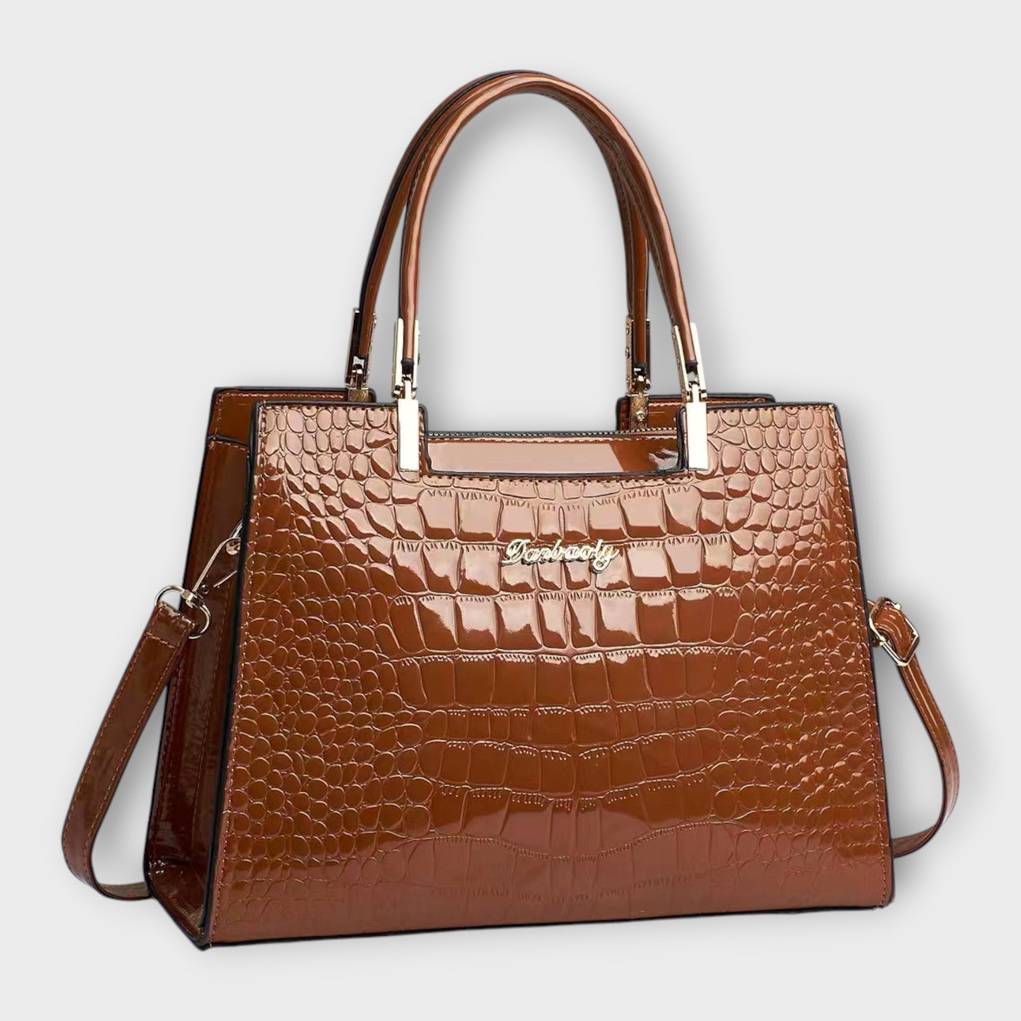 Borsa Agnes con Motivo Coccodrillo e Silhouette Strutturata