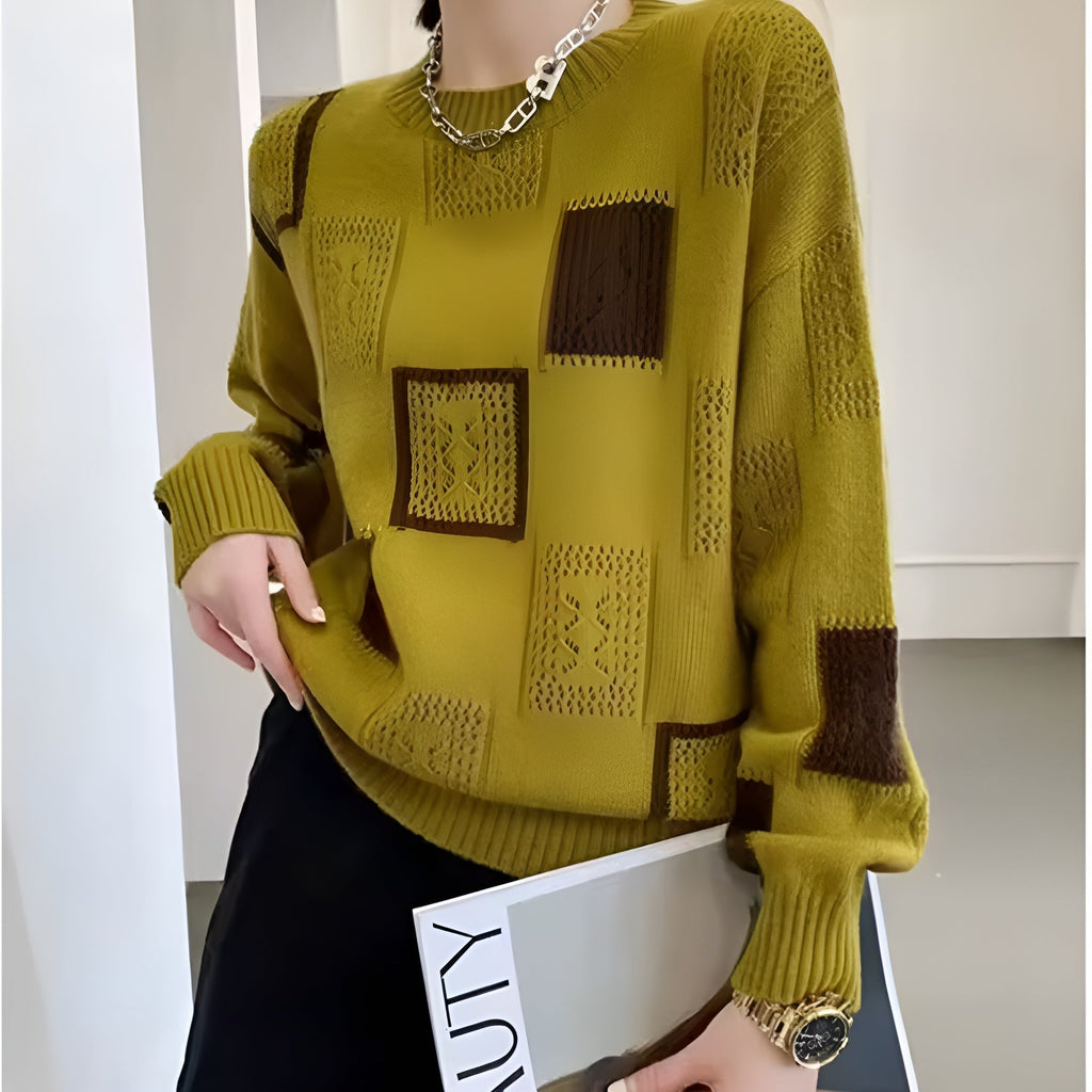 Pull pour femme imprimé à col rond – doux, léger et confortable à porter