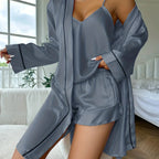 Ensemble pyjama femme satiné avec kimono long