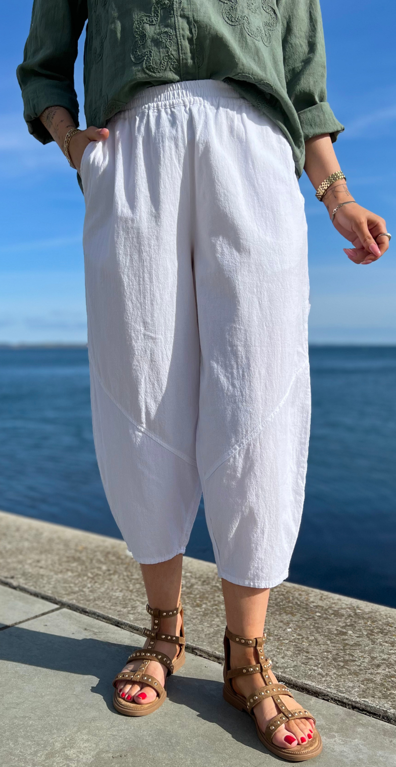 Pantaloni in Cotone con Fit Barrel e Vita Elastica