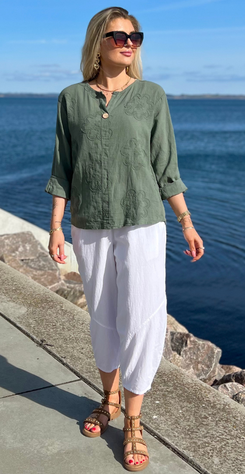 Pantaloni in Cotone con Fit Barrel e Vita Elastica