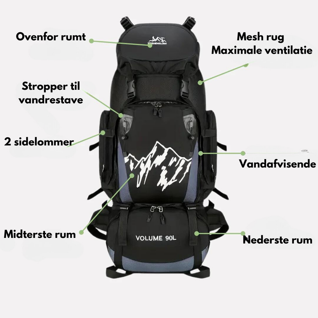 OutdoorHaven - 90L Vandtæt Rygsæk