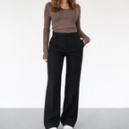 Pantaloni Eleganti Donna a Vita Alta con Pince – Gamba Dritta e Taglio Sartoriale