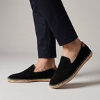 Alpargatas sin cordones para hombre de ante con suela de yute