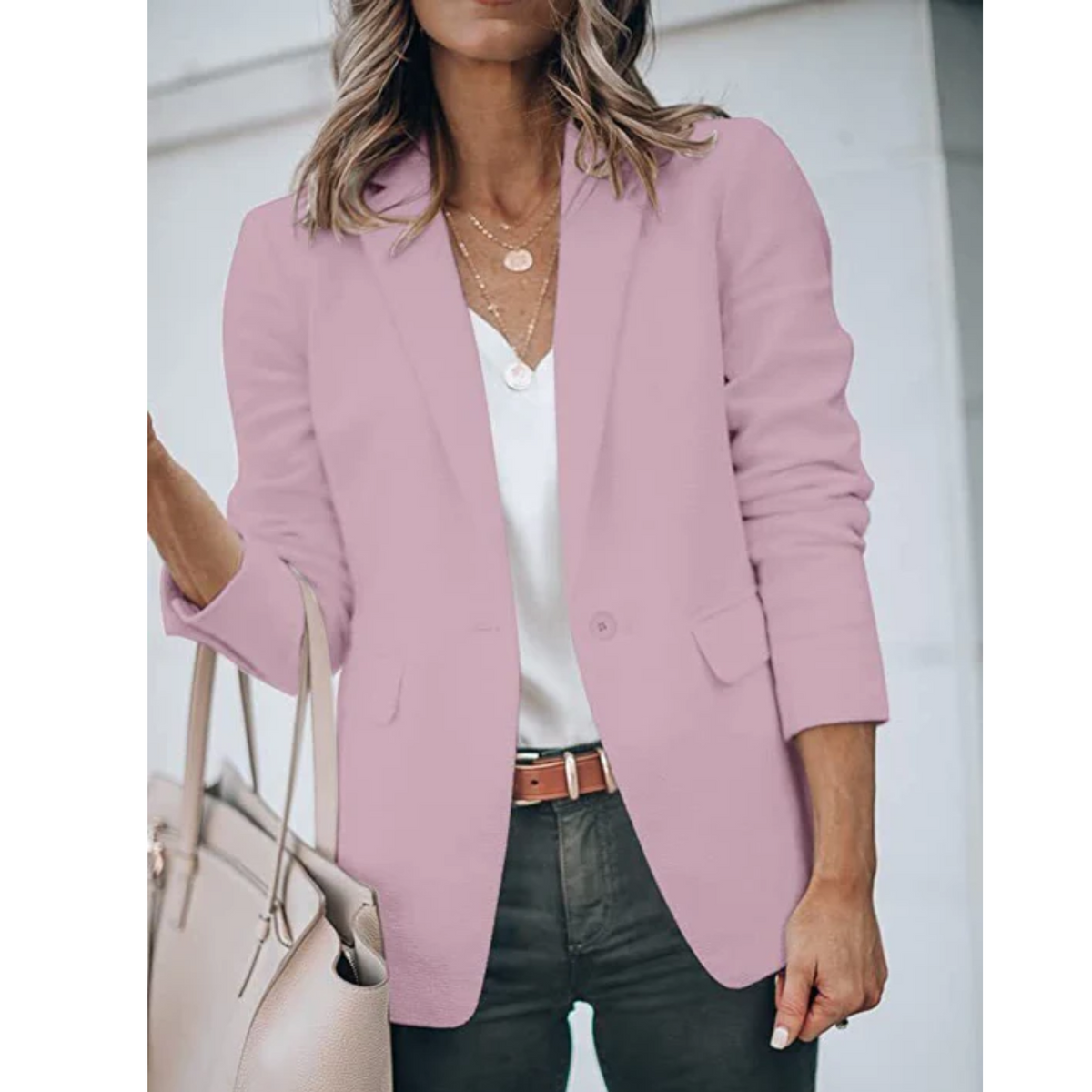 Blazer Donna Leggero con Fronte Aperto e Revers
