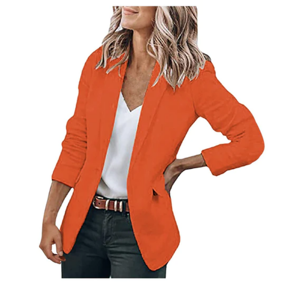 Blazer Donna Leggero con Fronte Aperto e Revers