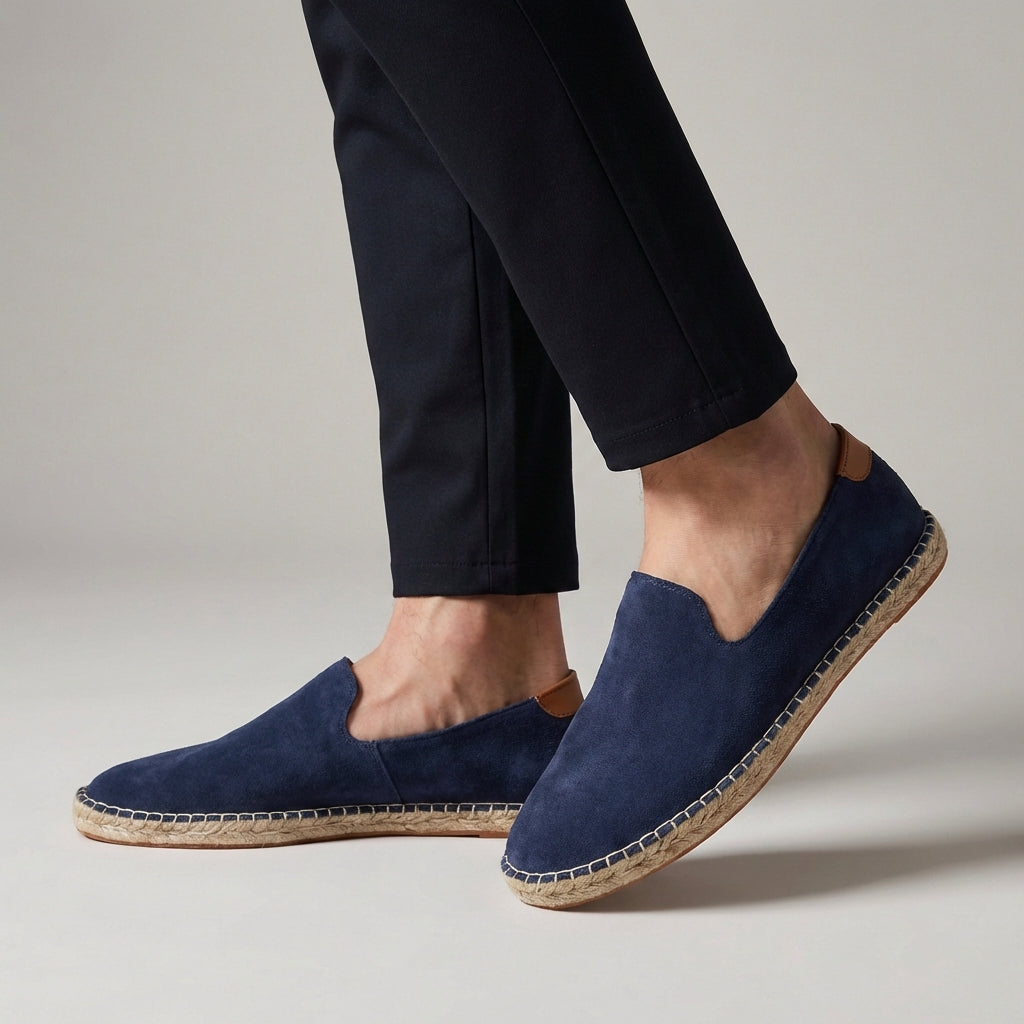 Alpargatas sin cordones para hombre de ante con suela de yute