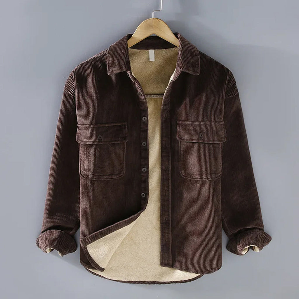 Miesten vakosamettinen overshirt-paita rintataskuilla
