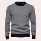 Maglione Uomo Girocollo con Fantasia Stampata e Bordi a Coste – Eleganza Casual e Comfort