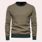 Maglione Uomo Girocollo con Fantasia Stampata e Bordi a Coste – Eleganza Casual e Comfort