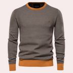 Maglione Uomo Girocollo con Fantasia Stampata e Bordi a Coste – Eleganza Casual e Comfort