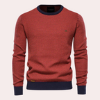 Maglione Uomo Girocollo con Fantasia Stampata e Bordi a Coste – Eleganza Casual e Comfort