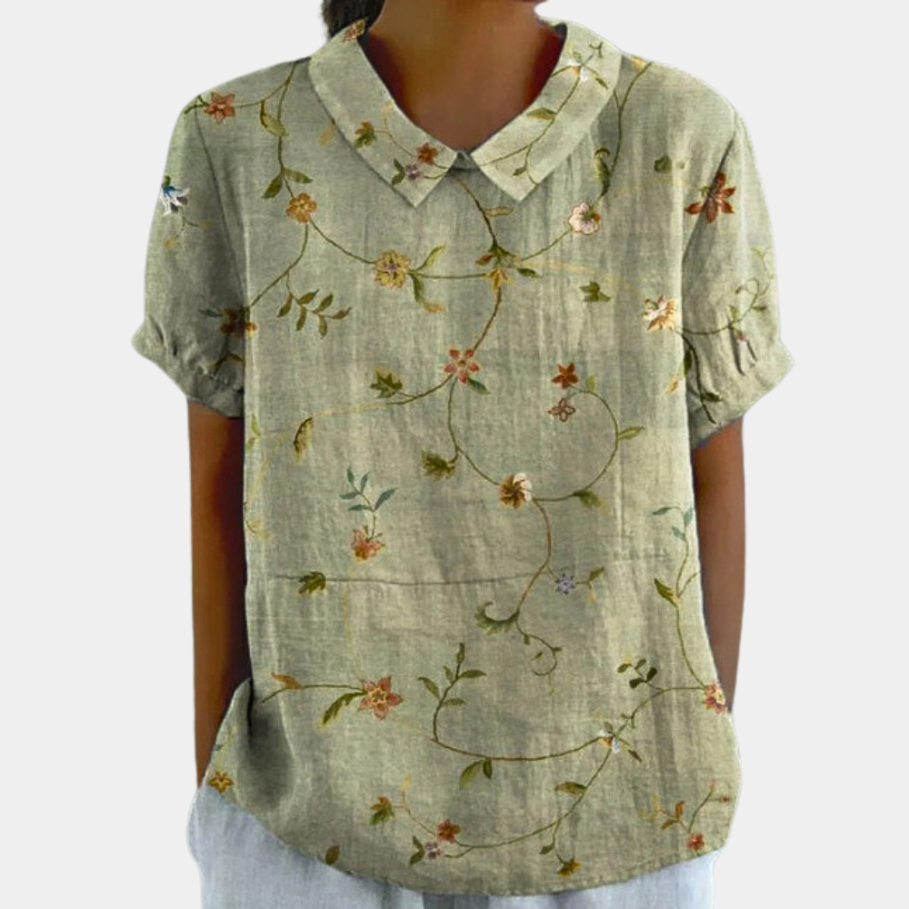 Damebluse PeterPan Krave Vintage Sommerstil