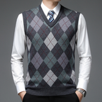 Gilet Uomo in Maglia Fantasia con Scollo a V