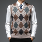 Gilet Uomo in Maglia Fantasia con Scollo a V