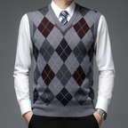 Gilet Uomo in Maglia Fantasia con Scollo a V