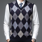 Gilet Uomo in Maglia Fantasia con Scollo a V