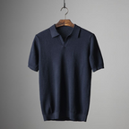 Polo de hombre de punto waffle con cuello de pico