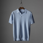 Polo de hombre de punto waffle con cuello de pico