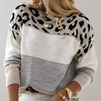 Maglione Donna Color Block con Stampa Leopardata ANFINITE