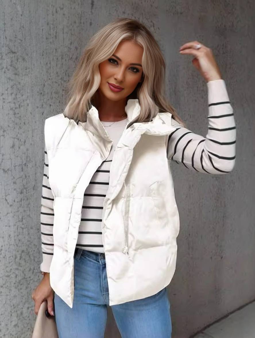 Gilet Donna Imbottito Senza Maniche – Piumino Leggero con Zip e Collo Alto