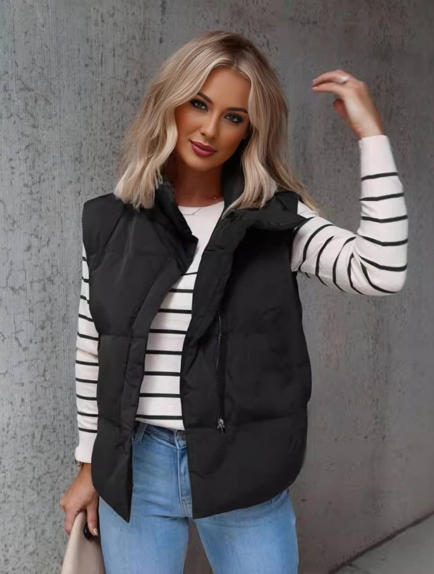 Gilet Donna Imbottito Senza Maniche – Piumino Leggero con Zip e Collo Alto