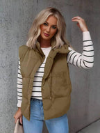 Gilet Donna Imbottito Senza Maniche – Piumino Leggero con Zip e Collo Alto