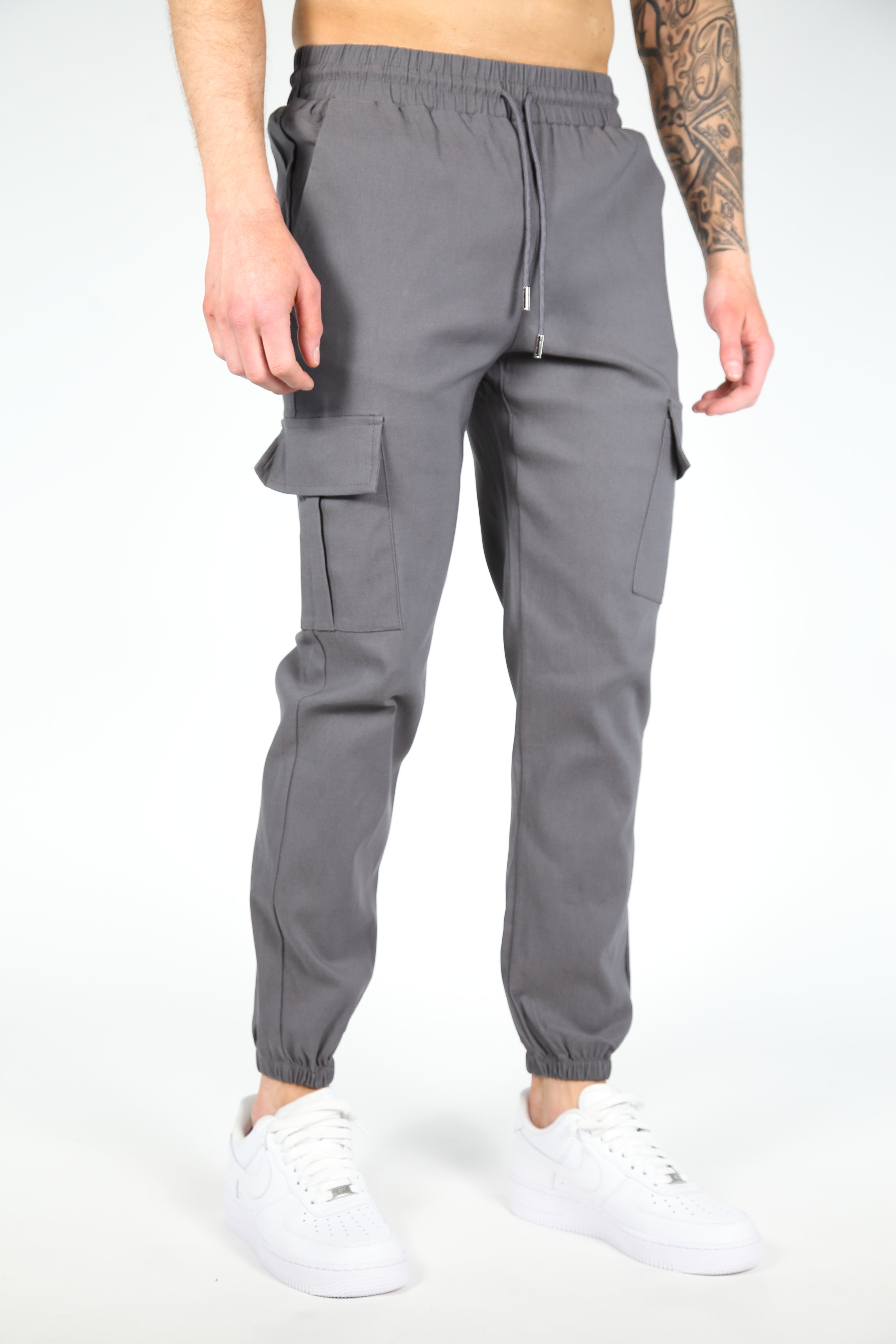 Valenci Cargo Bukser med Slim Fit og Stretch Komfort Grät