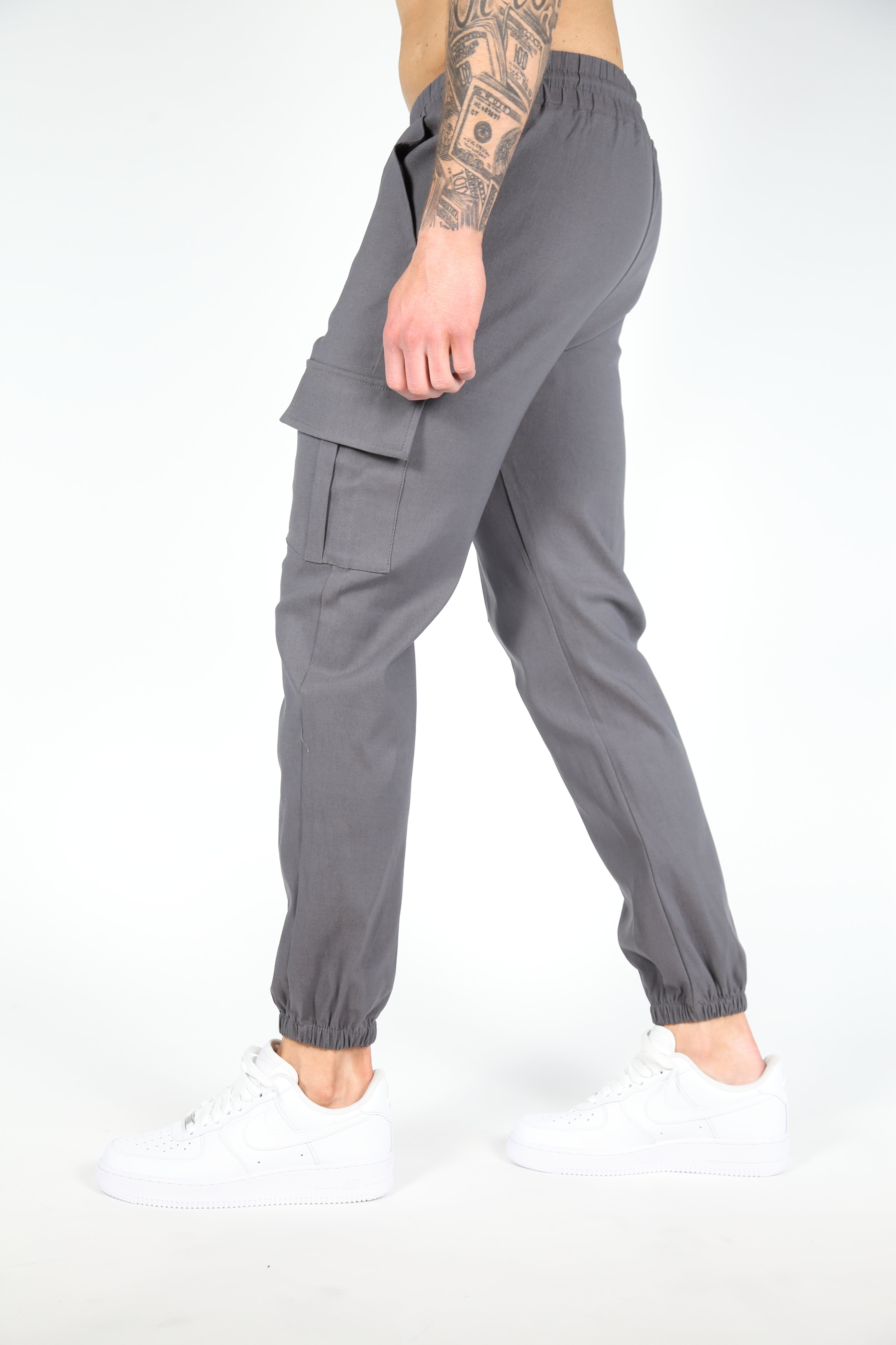 Valenci Cargo Bukser med Slim Fit og Stretch Komfort Grät