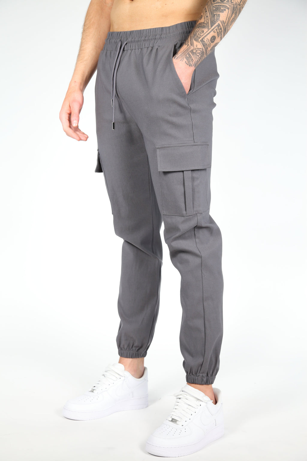 Valenci Cargo Bukser med Slim Fit og Stretch Komfort Grät