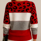 Maglione Donna Color Block con Stampa Leopardata ANFINITE