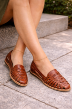 Sandali Bassi in Pelle Intrecciata da Donna
