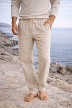 Pantaloni in Lino da Uomo con Coulisse