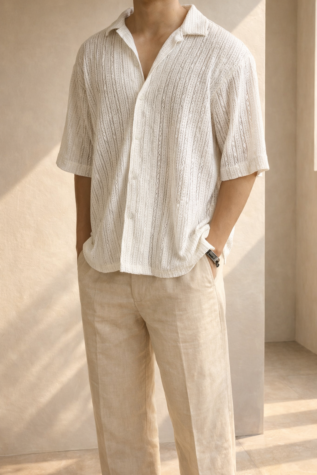 Camicia da Uomo ANFINITE a Maniche Corte Testurizzata
