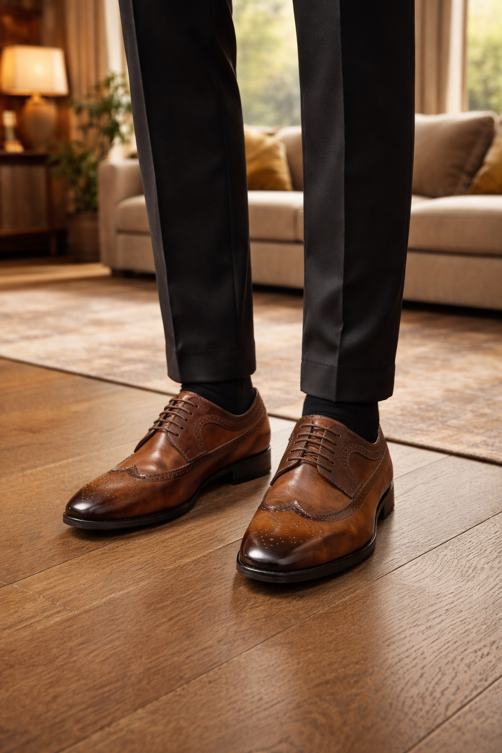 Scarpe Eleganti Oxford Brogue da Uomo in Pelle con Lacci