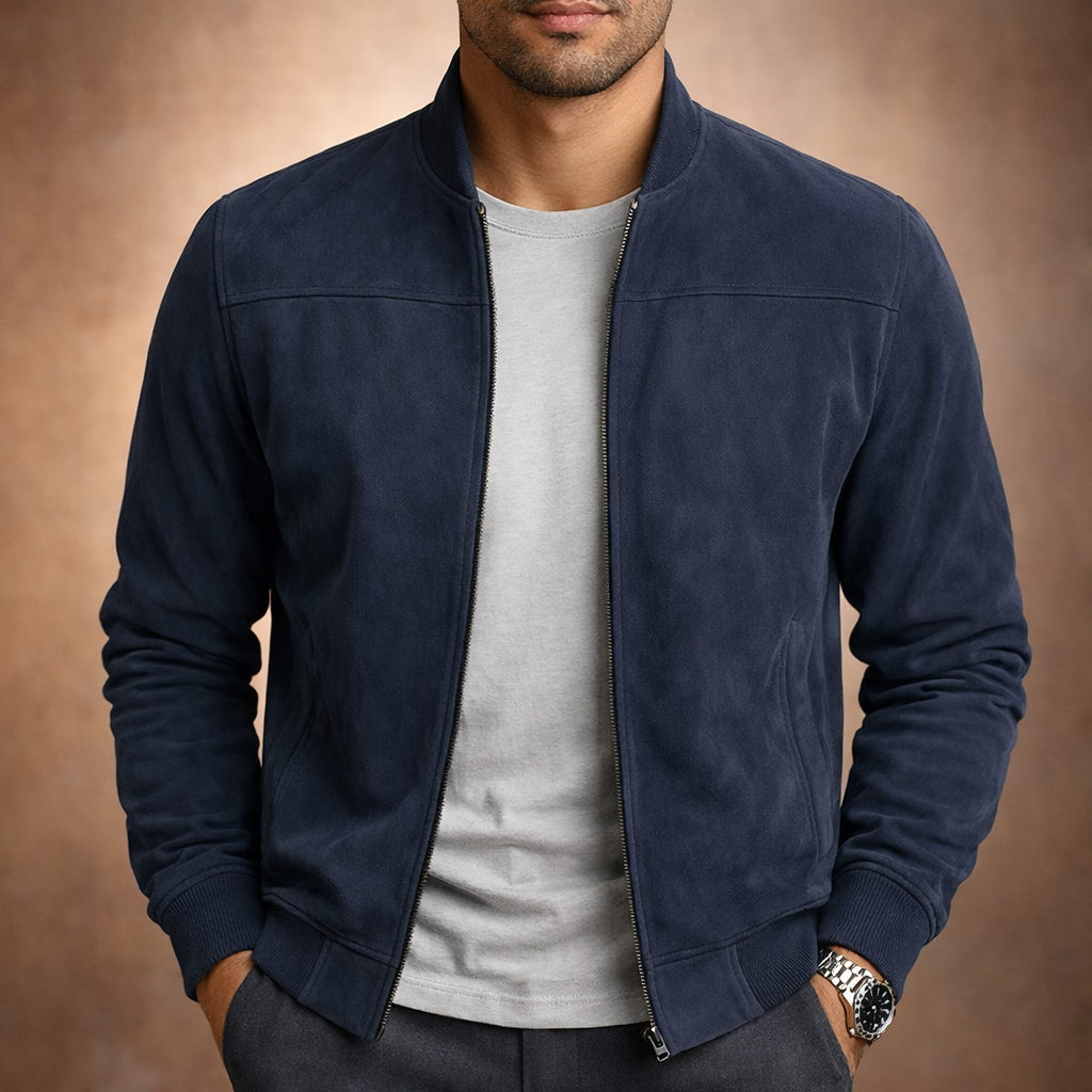 Bomber Uomo Effetto Camoscio Leggero