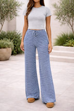 Pantaloni a Gamba Larga da Donna con Righe e Coulisse