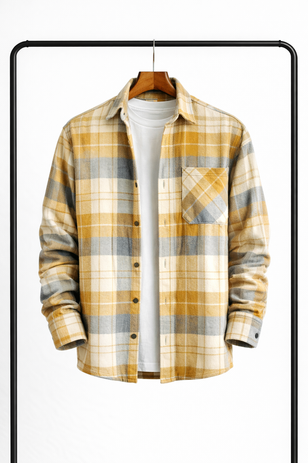 Overshirt Uomo a Quadri in Tessuto Caldo dal Taglio Casual