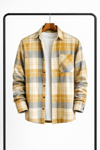Overshirt Uomo a Quadri in Tessuto Caldo dal Taglio Casual