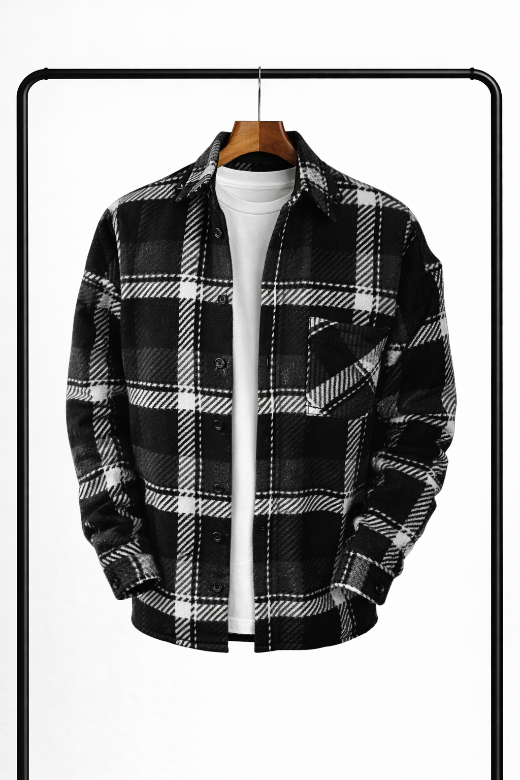Overshirt Uomo a Quadri in Tessuto Caldo dal Taglio Casual