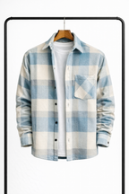 Overshirt Uomo a Quadri in Tessuto Caldo dal Taglio Casual