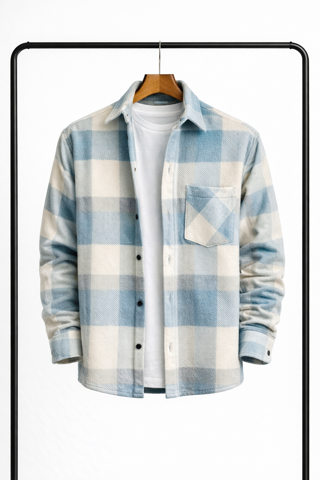 Overshirt Uomo a Quadri in Tessuto Caldo dal Taglio Casual
