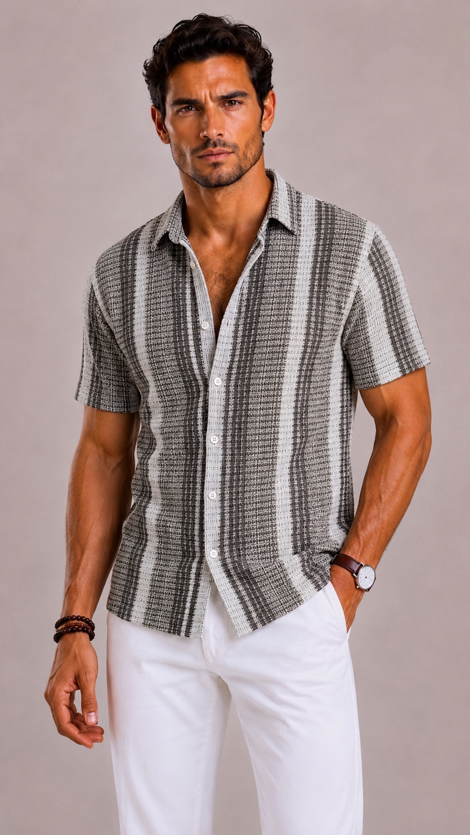 Camicia a Righe a Maniche Corte ANFINITE